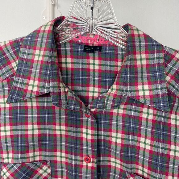 Boden Plaid Button Up Long Sleeve Shirt - Women’s 10 Blue, pink, green, & white - Picture 3 of 10